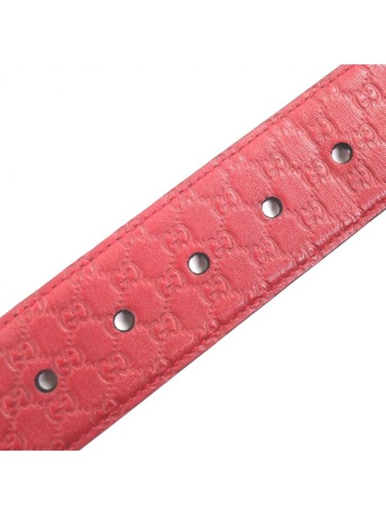 Gucci Micro Guccissima GG Pattern Pin Buckle Leather Belt Red Gold main image 6
